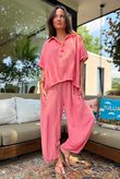 Lina Linen Blend French Tuck Blouse Washed Watermelon